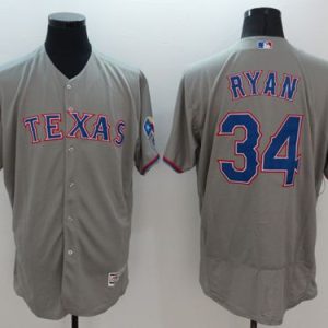 Rangers #34 Nolan Ryan Grey Flexbase Authentic Collection Stitched Jersey