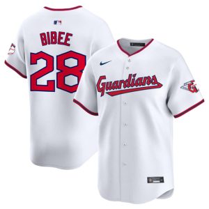 Cleveland Guardians #28 Tanner Bibee White Home Limited Stitched Jersey