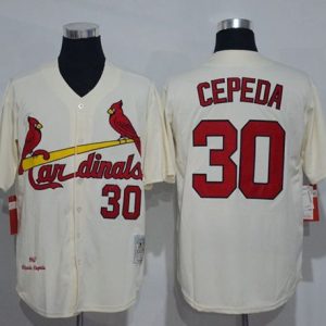 Mitchell And Ness 1967 Cardinals #30 Orlando Cepeda Cream Throwback Stitched Jersey