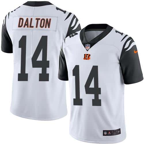 Bengals #14 Andy Dalton White Stitched Limited Rush Nike Jersey