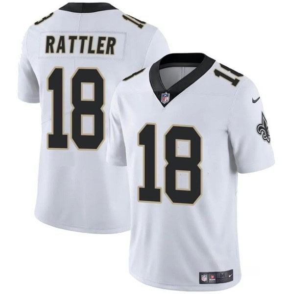 New Orleans Saints #18 Spencer Rattler White Vapor Limited Stitched Jersey
