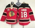 Blackhawks #18 Denis Savard Red Sawyer Hooded Sweatshirt 2015 Stanley Cup Stitched Jersey