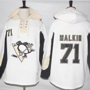 Penguins #71 Evgeni Malkin White Pullover Hoodie Stitched NHL Jersey