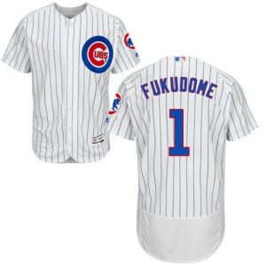Cubs #1 Kosuke Fukudome White(Blue Strip) Flexbase Authentic Collection Stitched Jersey