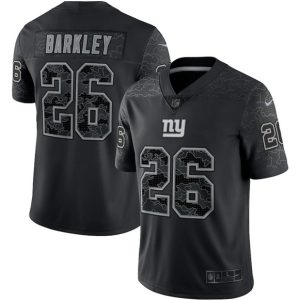 New York Giants #26 Saquon Barkley Black Reflective Limited Stitched Football Jersey
