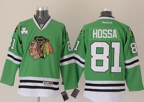 Blackhawks #81 Marian Hossa Green Stitched Jersey