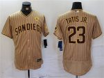 San Diego Padres #23 Fernando Tatis Jr. Tan With PS Patch Flex Base Stitched Jersey