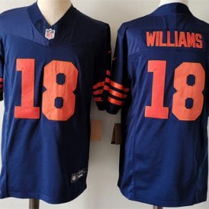 Chicago Bears #18 Caleb Williams Navy 2024 Draft Color Rush F.U.S.E. Vapor Stitched Jersey
