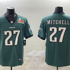Philadelphia Eagles #27 Quinyon Mitchell Green 2025 Super Bowl LIX Patch New Vapor Untouchable Limited Stitched Jersey