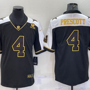 Dallas Cowboys #4 Dak Prescott Black Gold Thanksgiving With Patch Stitched Jersey
