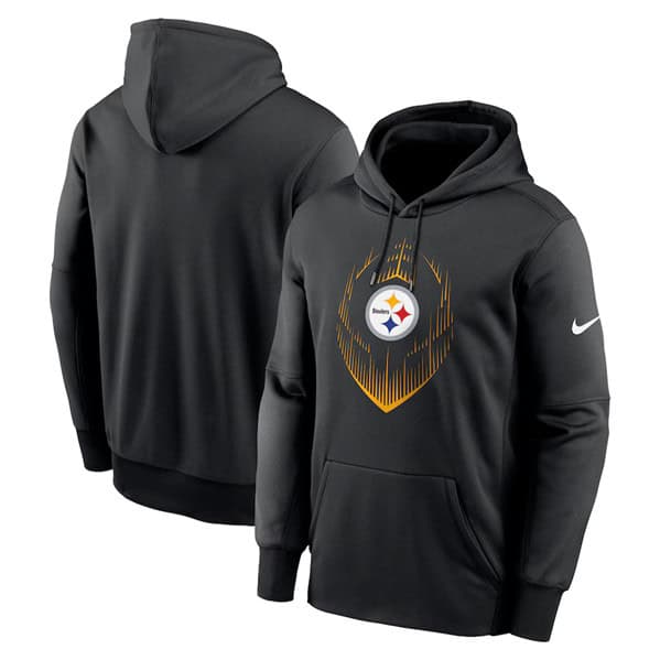 Pittsburgh Steelers Black Icon Performance Pullover Hoodie