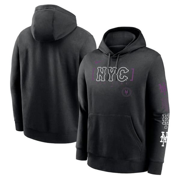New York Mets Black 2024 City Connect Club Fleece Pullover Hoodie