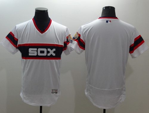 White Sox Blank White Flexbase Authentic Collection Alternate Home Stitched Jersey