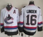 Canucks #16 Trevor Linden White Black CCM Throwback Stitched Jersey