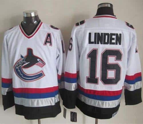 Canucks #16 Trevor Linden White Black CCM Throwback Stitched Jersey