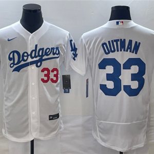 Los Angeles Dodgers #33 James Outman White Flex Base Stitched Jersey