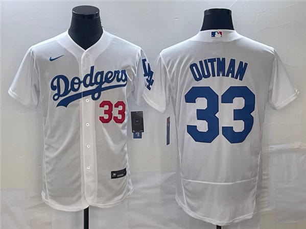 Los Angeles Dodgers #33 James Outman White Flex Base Stitched Jersey