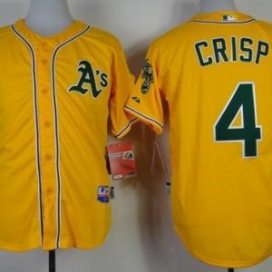 Athletics #4 Coco Crisp Yellow Cool Base Stitched Jersey