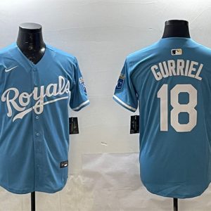 Kansas City Royals #18 Yuli Gurriel Blue Cool Base Stitched Jersey