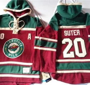 Wild #20 Ryan Suter Red Sawyer Hooded Sweatshirt Stitched Jersey
