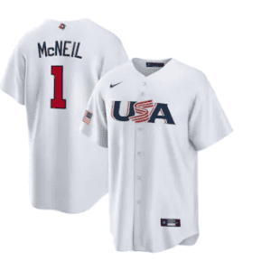 USA #1 Jeff McNeil 2023 White World Classic Stitched Jersey