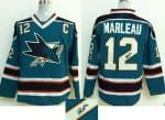 Sharks #12 Patrick Marleau Teal Autographed Stitched Jersey