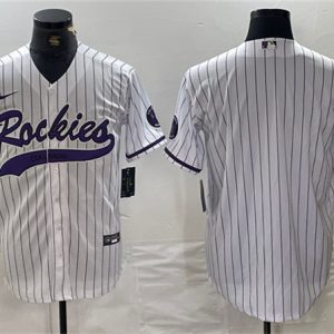 Colorado Rockies Blank White Cool Base Stitched Jersey