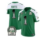 Philadelphia Eagles #1 Jalen Hurts Green White 2023 F.U.S.E. With 3-Star C Patch Throwback Vapor Untouchable Limited Stitched Jersey