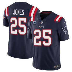 New England Patriots #25 Marcus Jones Navy 2025 F.U.S.E. With 1-Star C Patch Vapor Limited Stitched Jersey