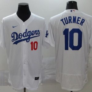 Los Angeles Dodgers #10 Justin Turner White Flex Base Stitched Jersey