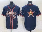 Houston Astros Navy Team Big Logo With Patch Cool Base Stitched Jersey