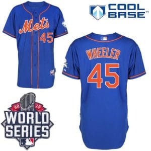 Mets #45 Zack Wheeler Blue Cool Base W 2015 World Series Patch Stitched Jersey