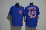 Chicago Cubs #49 Jake Arrieta Blue Team Logo Print Cool Base Stitched Jersey