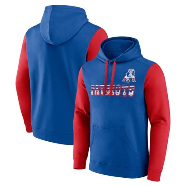 New England Patriots Blue Red Fleece Pullover Hoodie