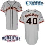Giants #40 Madison Bumgarner Grey Cool Base W 2014 World Series Patch Stitched Jersey