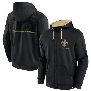New Orleans Saints Black Defender Evo Full-Zip Hoodie