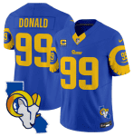 Los Angeles Rams #99 Aaron Donald Royal 2025 4-Star C Patch F.U.S.E. V2 Limited Stitched Jersey
