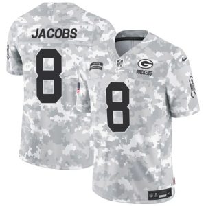 Green Bay Packers #8 Josh Jacobs Arctic Camo 2024 F.U.S.E. Salute To Service Limited Stitched Jersey
