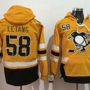 Penguins #58 Kris Letang Gold Sawyer Hooded Sweatshirt 2017 Stadium Series Stitched Jersey