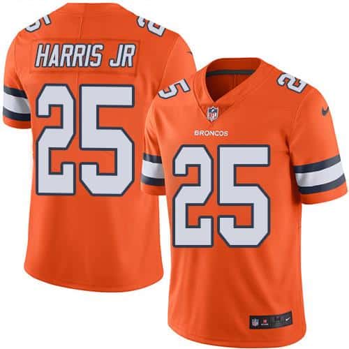 Broncos #25 Chris Harris Jr Orange Stitched Limited Rush Nike Jersey