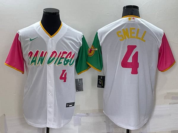 San Diego Padres #4 Blake Snell 2022 White City Connect Cool Base Stitched Jersey