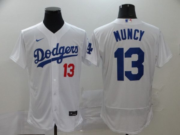 Los Angeles Dodgers #13 Max Muncy White Flex Base Stitched Jersey