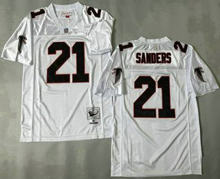 Atlanta Falcons #21 Deion Sanders White 1992 Throwback Jersey