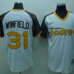 Mitchell And Ness Padres #31 Dave Winfield Stitched White Throwback Jersey