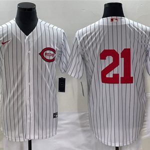 Cincinnati Reds #21 Hunter Greene White Field Of Dreams Stitched Jersey