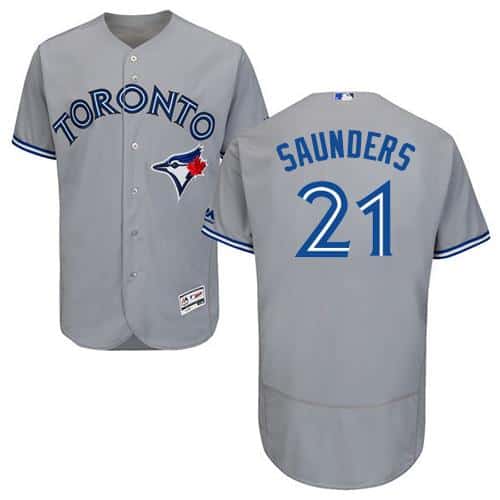 Blue Jays #21 Michael Saunders Grey Flexbase Authentic Collection Stitched Jersey