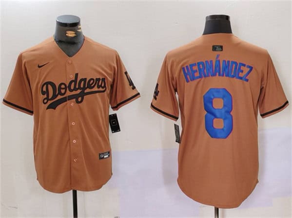 Los Angeles Dodgers #8 Enrique Hernandez Brown Cool Base Stitched Jersey