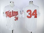 Minnesota Twins #34 Kirby Puckett Mitchell And Ness White(Blue Strip) Throwback Stitched Jersey