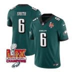 Philadelphia Eagles #6 DeVonta Smith Green 2025 Eagles Logo Super Bowl LIX Patch New F.U.S.E. Vapor Limited Stitched Jersey