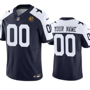 Dallas Cowboys Custom Navy 2023 F.U.S.E. With John Madden Patch Vapor Limited Stitched Jersey